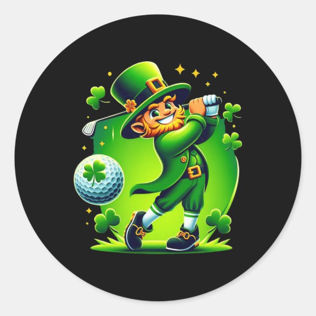 Golf St Patricks Day Golf Irish Golfing  Classic Round Sticker (Front)