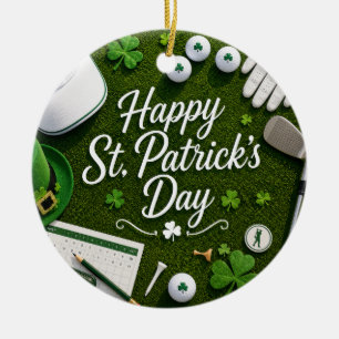 Golf St. Patrick's Day with Golf ball for Golfer Ceramic Ornament