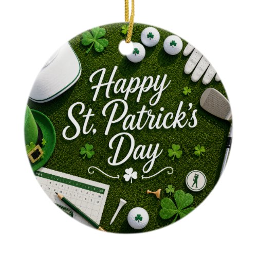Golf St. Patrick's Day with Golf ball for Golfer Ceramic Ornament