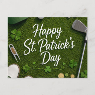 Golf St. Patrick's Day with Golf ball for Golfer Holiday Postcard
