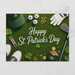 Golf St. Patrick's Day with Golf ball for Golfer Postcard