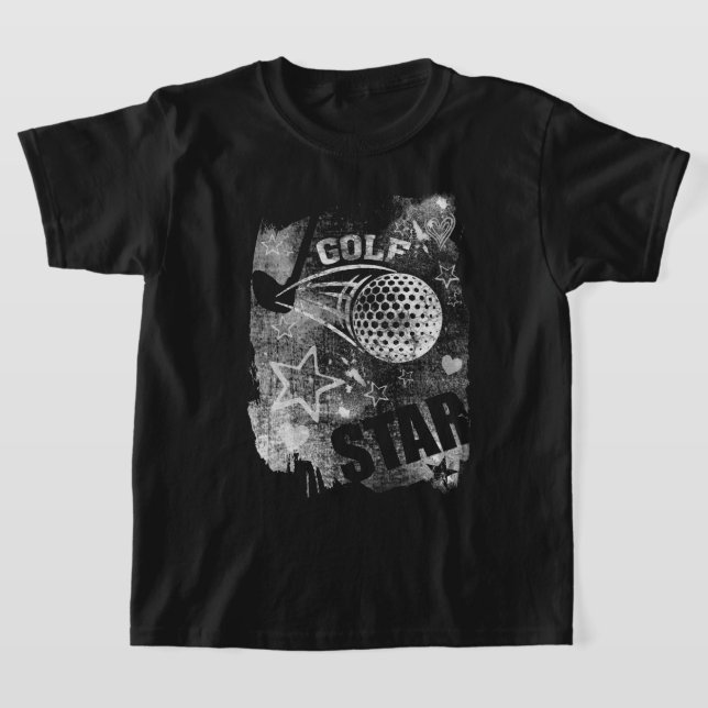 Golf Star, Black Grunge Golf T-Shirt (Laydown)