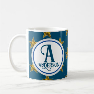 Golf Star Monogram Family Name Letter Nautical Coffee Mug