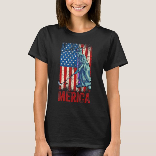 Golf Statue Of Liberty 4th Of July Boys Kids Ameri T-Shirt (Front)