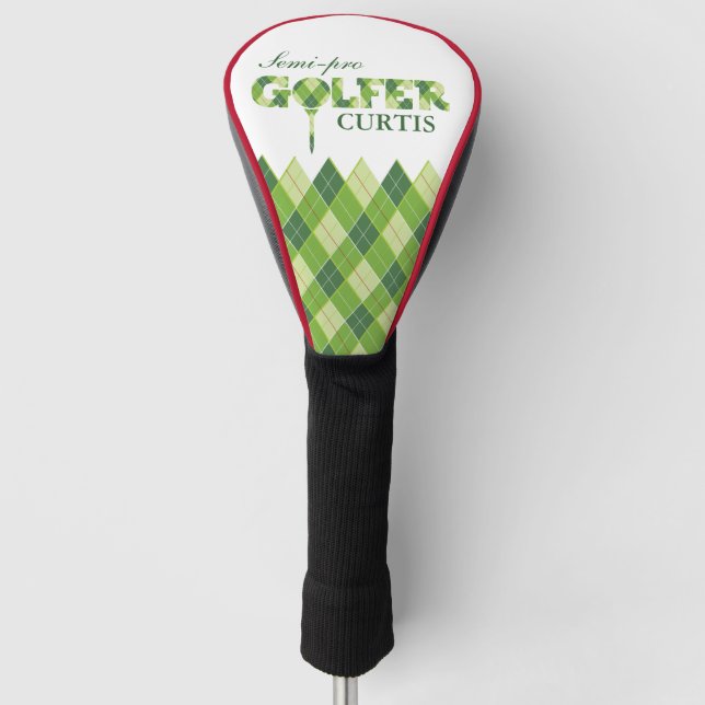 Golf status green golfer argyle personalized cover (Front)