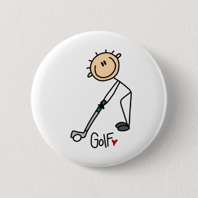 Golf Stick Figure Pinback Button (Front)