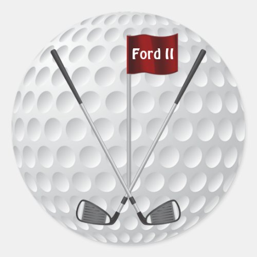 Golf Stickers with Golf Irons Flag and YOUR TEXT