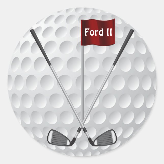 Golf Stickers with Golf Irons, Flag and YOUR TEXT (Front)