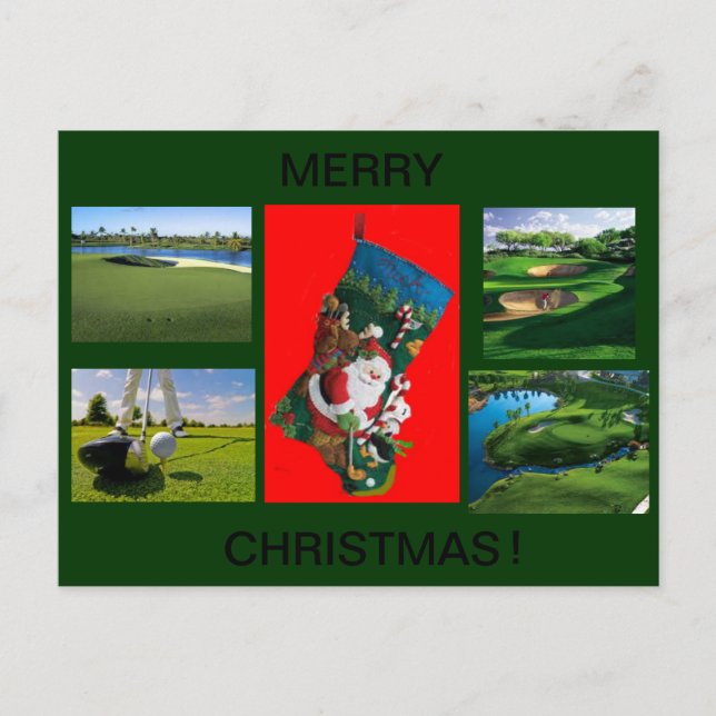 golf stocking and course scenes post card (Front)