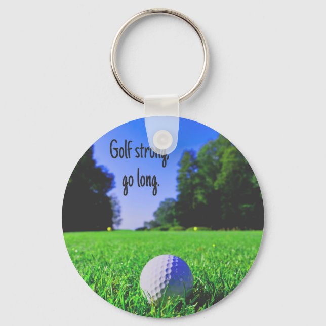 Golf strong go long grass golf ball keychain (Front)