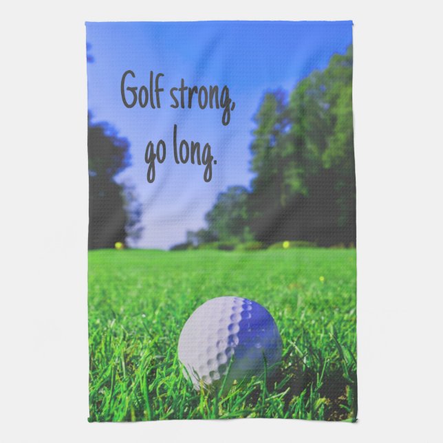 Golf strong go long grass golf ball kitchen towel (Vertical)