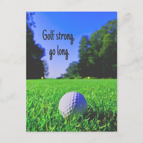Golf strong go long grass golf ball postcard