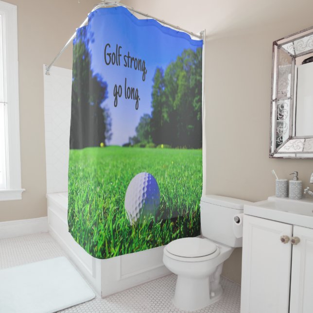 Golf strong go long grass golf ball shower curtain (In Situ)