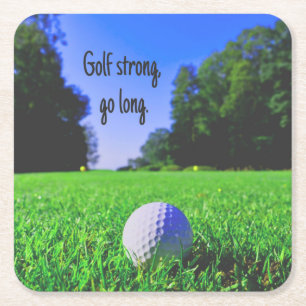 Golf strong go long grass golf ball square paper coaster