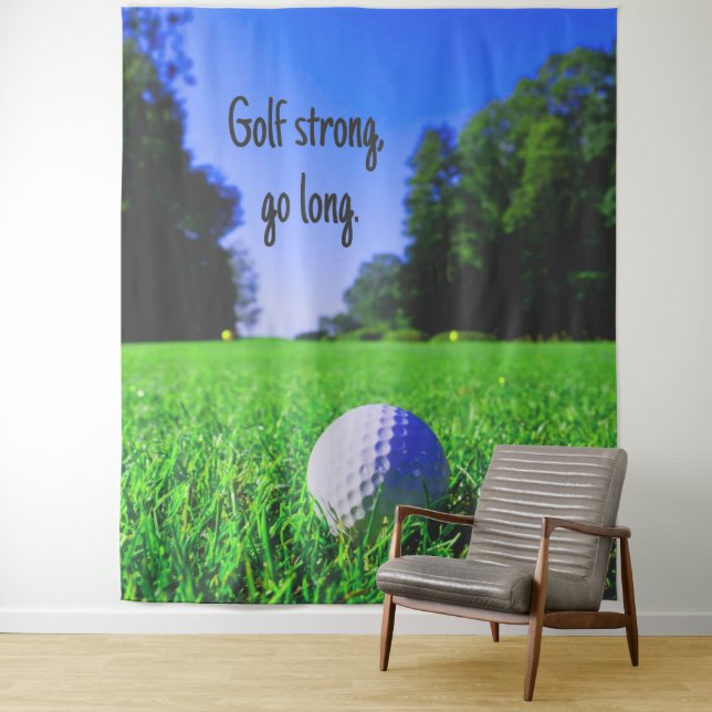 Golf strong go long grass golf ball tapestry (In Situ)