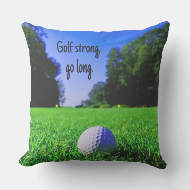 Golf strong go long grass golf ball throw pillow (Front)