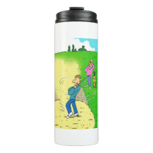 Golf Stuck in a Bunker Cartoon - Funny Thermal Tumbler