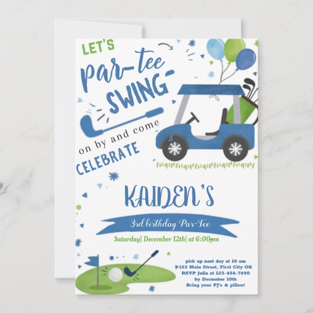 Golf Swing Diverse Birthday Invitation Card (Front)