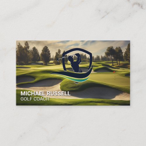 Golf Swing Logo  Golf Course Background Business Card