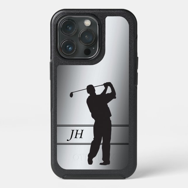 Golf Swing Monogram Silver Otterbox iPhone Case (Back)