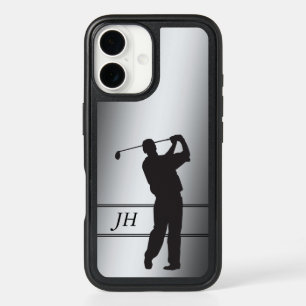 Golf Swing Monogram Silver iPhone 16 Case