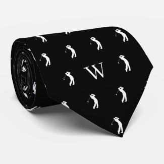Golf Swing Monogrammed Initials Black and White