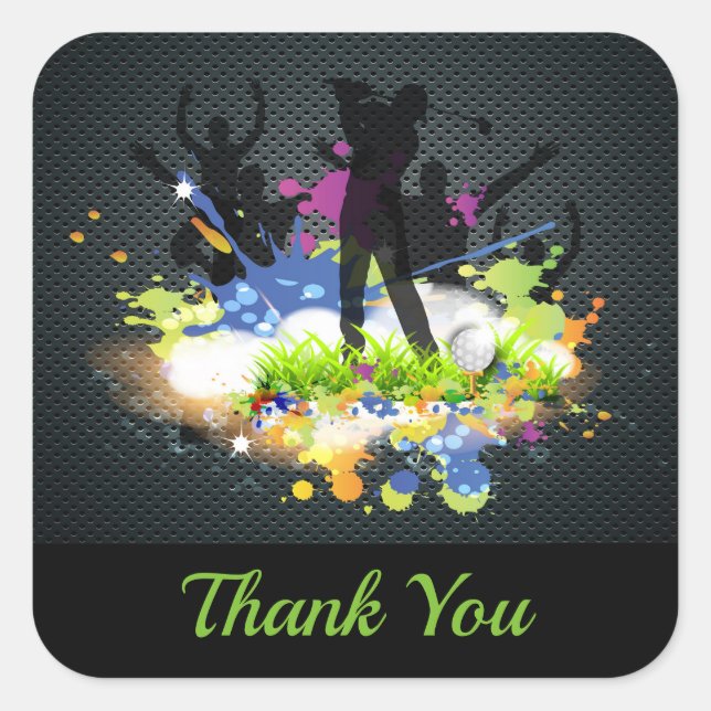 Golf Swing Supporters Personalized Modern Golfer Square Sticker (Front)