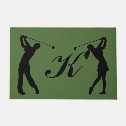 Golf Swinger Customizable Monogram Doormat