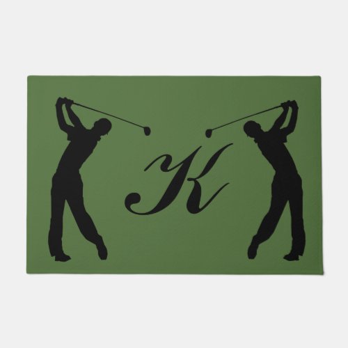 Golf Swinger Customizable Monogram Doormat