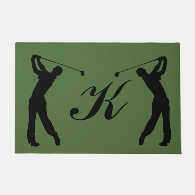 Golf Swinger Customizable Monogram Doormat (Front)