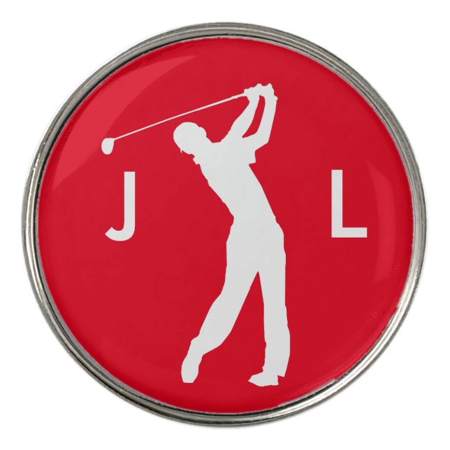 Golf Swinger Customizable Monogram Golf Ball Marker (Front)