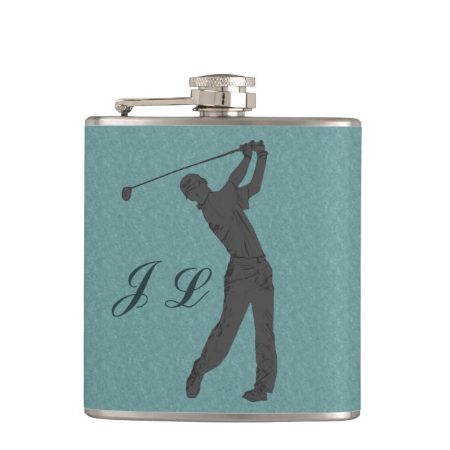 Golf Swinger Customizable Monogram Hip Flask (Front)