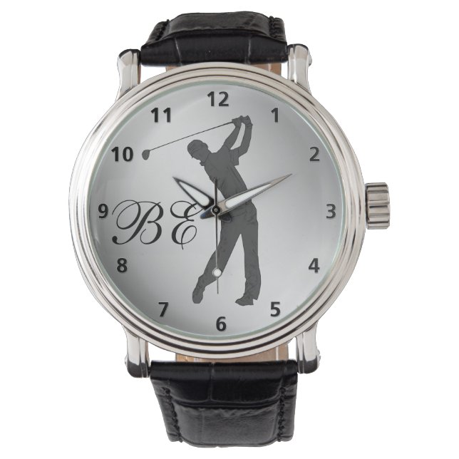 Golf Swinger Customizable Monogram Watch (Front)