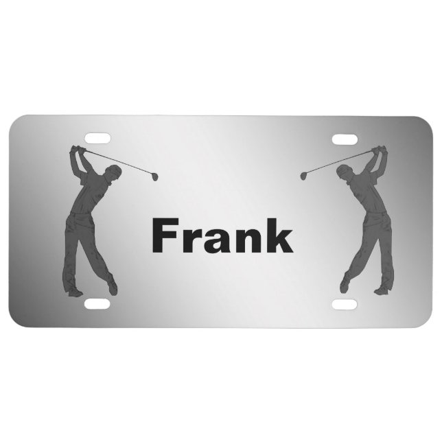 Golf Swinger Customizable Name License Plate (Front)