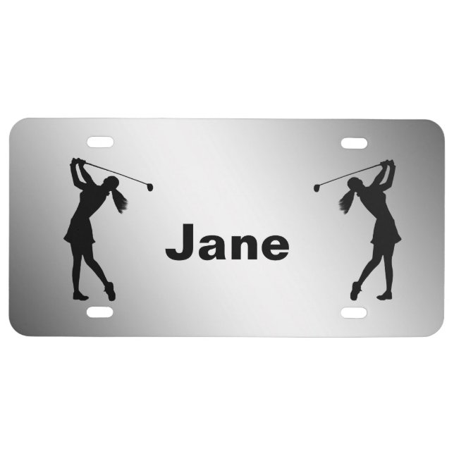 Golf Swinger, Female,  Customizable License Plate (Front)