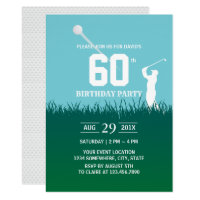 Golf Swinging 60th Birthday Party Invitation