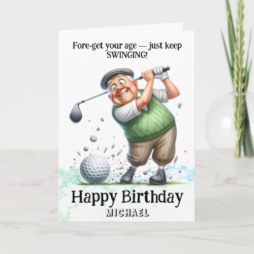 *~* Golf Swinging AP94 Funny Old Man Birthday Card