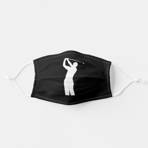 Golf Swings Silhouette Golfer Black and White Adult Cloth Face Mask