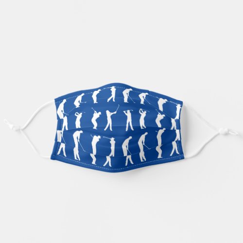Golf Swings Silhouette Pattern Blue and White Adult Cloth Face Mask