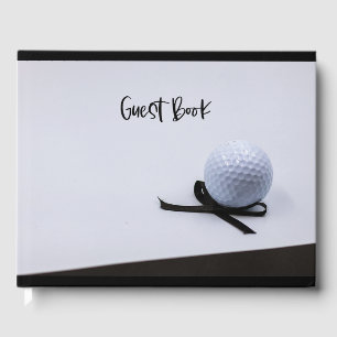Golf sympathy condolences ball and black ribbon  guest book