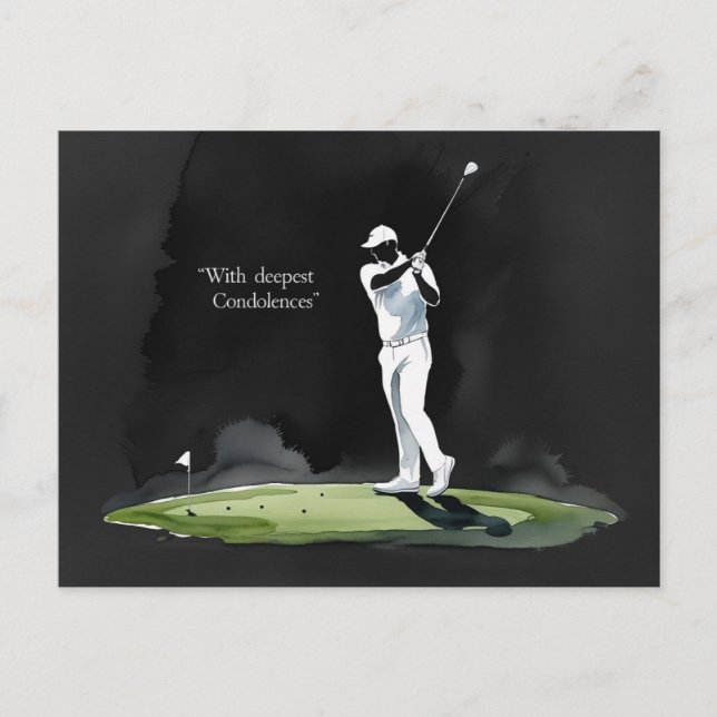 Golf sympathy “With deepest condolences.” Postcard (Front)
