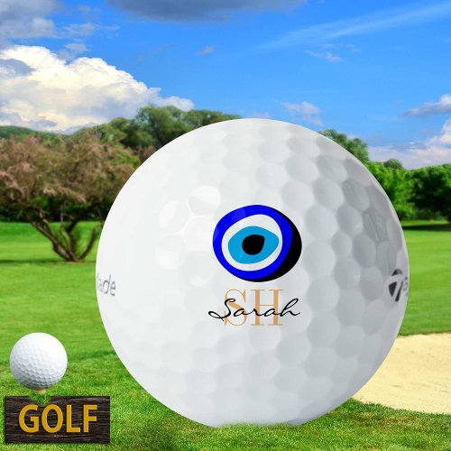 Golf Talisman  Evil Eye Lucky Greek  Monogrammed Golf Balls