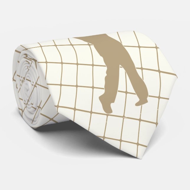 Golf Tan Silhouette Golfer and Golf Club Neck Tie (Rolled)