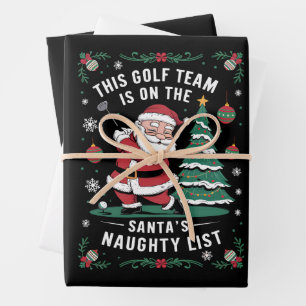 Golf Team Is On Santa's Naughty List Xmas Santa Pl Wrapping Paper Sheets