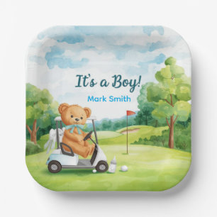 Golf Teddy Bear It’s a Boy Baby Shower Napkins Paper Plates