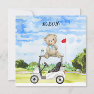 Golf Teddy Bear It's Boy for Baby Shower Card