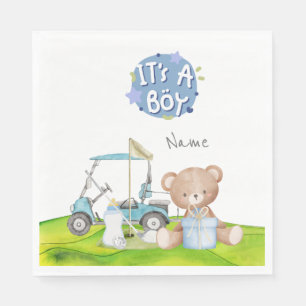 Golf Teddy Bear It's Boy for Baby Shower Napkins