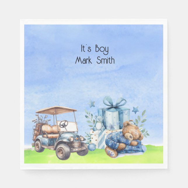 Golf Teddy Bear It's Boy for Baby Shower   Napkins (Front)