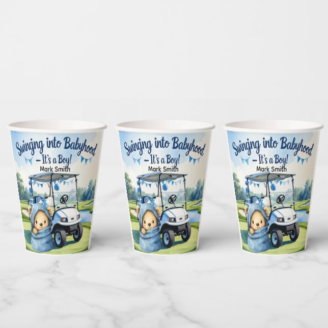 Golf Teddy Bear It's Boy for Baby Shower  Napkins Paper Cups (Multi)