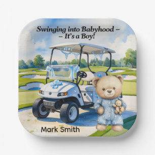 Golf Teddy Bear It's Boy for Baby Shower Napkins Paper Plates